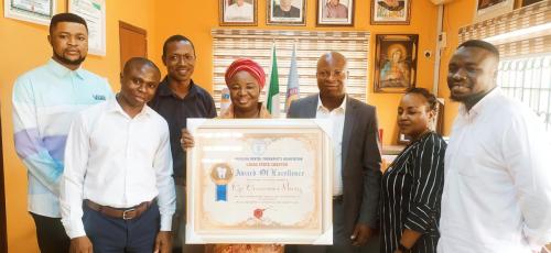 The Registrar of the Board with the NDTA president (South Zone) and a representative and some staff of the Board-min