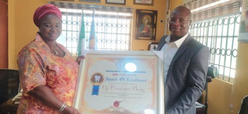 The Registrar of the Board with the President, Nigerian Denatal Therapist Association (South West Zone)-min